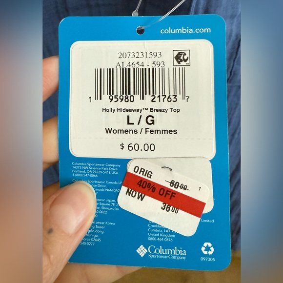 Columbia Women's Breezy Top in Blue - Picture 2 of 3